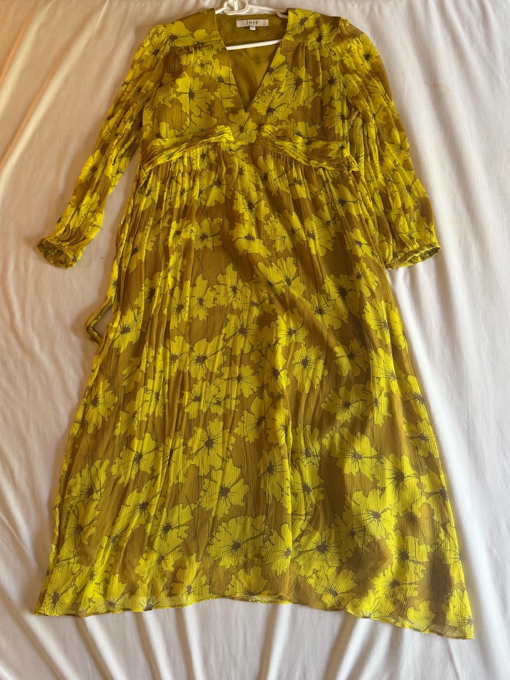 Joie Silk Maxi Dress Yellow Floral Size Small